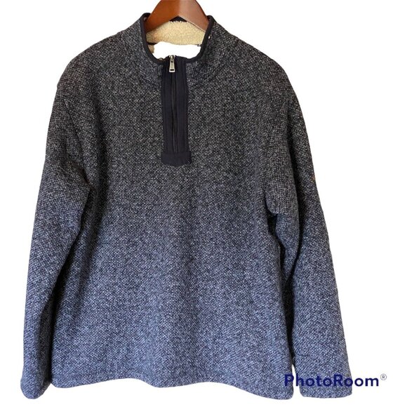 Orvis Blue Knit Pullover 1/4 Zip Sweater Sherpa Lined Gorpcore Cozy - Picture 5 of 10